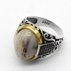 Anillos de plata de ley 925 con piedra de ágata para hombre y mujer, joyas de boda antiguas, joyería Punk Rock turca, regalo - malaquita tienda 36