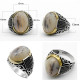 Anillos de plata de ley 925 con piedra de ágata para hombre y mujer, joyas de boda antiguas, joyería Punk Rock turca, regalo - malaquita tienda 36