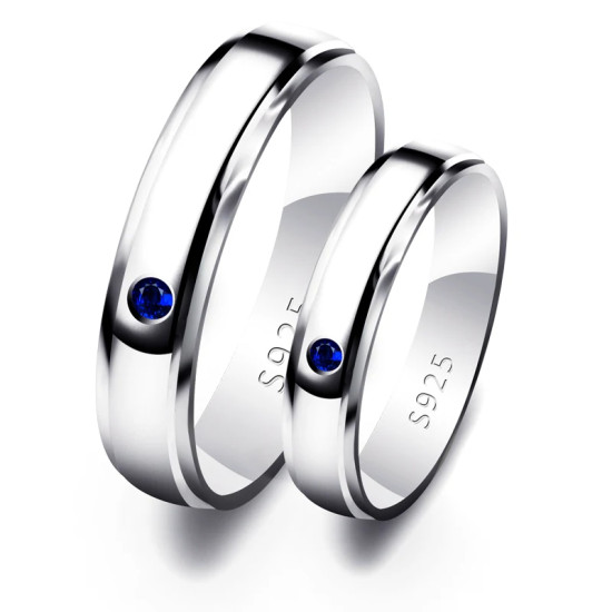 Anillos de plata esterlina 925 para mujer, joyería de moda, exquisitos anillos de circonita para pareja, regalos de compromiso grabados, 2 uds. - malaquita tienda 36