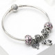 Pulsera de plata de ley 925 sólida para madre, abalorio redondo de corazones rosas, Cupido, árbol de la sabiduría, joyería artesanal, regalo romántico de lujo - malaquita tienda 36