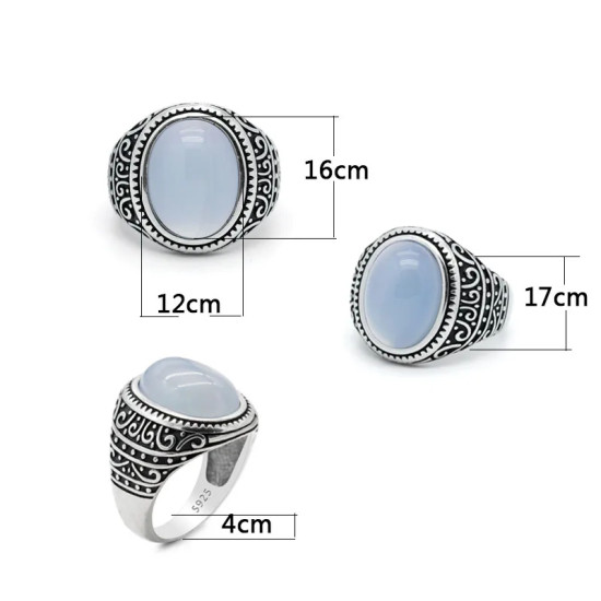 Aqeeq-Anillo de Plata de Ley 925 con piedra Natural para hombre y mujer, joyería Vintage de Turquía, engranaje Onxy, joyería de moda - malaquita tienda 36