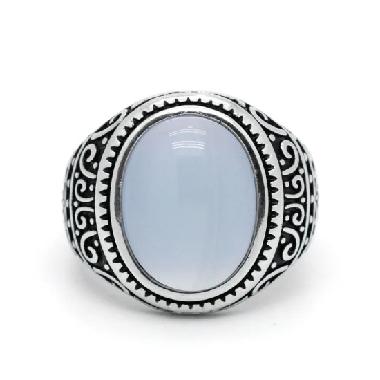 Aqeeq-Anillo de Plata de Ley 925 con piedra Natural para hombre y mujer, joyería Vintage de Turquía, engranaje Onxy, joyería de moda - malaquita tienda 36