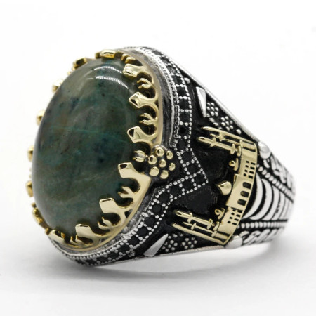 Anillo de Plata de Ley 925 con piedra Natural de Fénix para hombre, sortija turca Vintage, joyería de boda