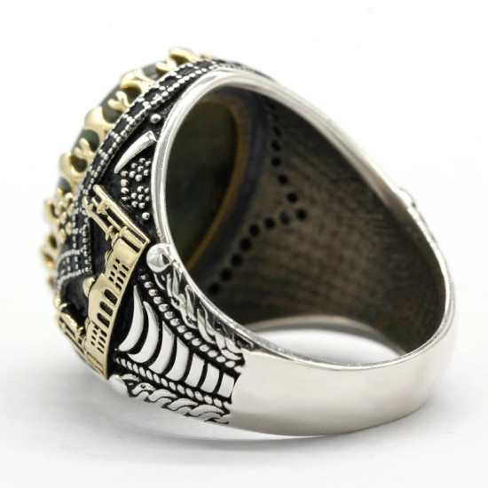 Anillo de Plata de Ley 925 con piedra Natural de Fénix para hombre, sortija turca Vintage, joyería de boda - malaquita tienda 36