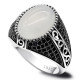 Anillo de Plata de Ley 925 con diseño de rayas turcas para hombre y mujer, sortija de ágata Natural, estilo Retro, Vintage, a la moda - malaquita tienda 36