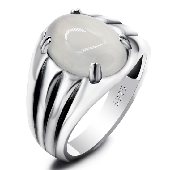 Anillo Vintage con piedra de ágata para hombre y mujer, Plata de Ley 925, piedra de ágata Natural, joyería hermosa, regalo de Navidad, Size6-12 - malaquita tienda 36