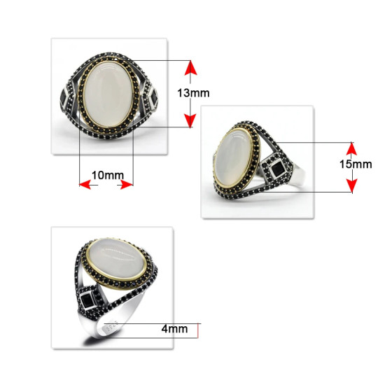 Anillo con piedra de ágata para hombre y mujer, de plata 925, anillo de piedra Natural Vintage, joyería religiosa, regalo, diseño minimalista - malaquita tienda 36