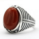 Anillo de Plata de Ley 925 para hombre, joyería turca con piedra de ágata roja Natural, anillos de rayas simples Vintage para hombre, regalo de cumpleaños y boda - malaquita tienda 36