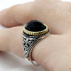 Anillo de plata 925 con piedra de circonita negra para hombre, joyería turca hecha a mano, regalo de Rock - malaquita tienda 36
