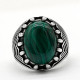 Anillo de plata S925 hecho a mano para hombre, piedra de pavo real natural, anillo de piedra verde, joyería de gama alta, regalo de compañero de lujo retro - malaquita tienda 36