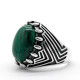 Anillo de plata S925 hecho a mano para hombre, piedra de pavo real natural, anillo de piedra verde, joyería de gama alta, regalo de compañero de lujo retro - malaquita tienda 36