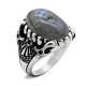 Anillo de Plata de Ley 925 para hombre, piedra lunar Natural, Retro, Rashion, Boutique turca, joyería de tendencia, Regalo para marido - malaquita tienda 36
