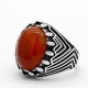 Anillo de Plata de Ley 925 para hombre, piedra de ágata Natural, tendencia de belleza turca, anillo favorable Retro para enviar al padre - malaquita tienda 36