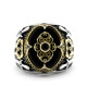 Anillo de plata 925 con ágata Natural para hombre, joyería Retro turca de árbol de coco, Machete de Oriente Medio, exquisito, dos colores - malaquita tienda 36