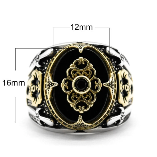 Anillo de plata 925 con ágata Natural para hombre, joyería Retro turca de árbol de coco, Machete de Oriente Medio, exquisito, dos colores - malaquita tienda 36