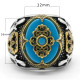 Anillo de plata de ley S925 para hombre, redondo turquesa, tgürkiye, hecho a mano, Retro, Punk, joyería de moda, uso diario, regalo del Día del Padre - malaquita tienda 36