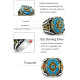 Anillo de plata de ley S925 para hombre, redondo turquesa, tgürkiye, hecho a mano, Retro, Punk, joyería de moda, uso diario, regalo del Día del Padre - malaquita tienda 36