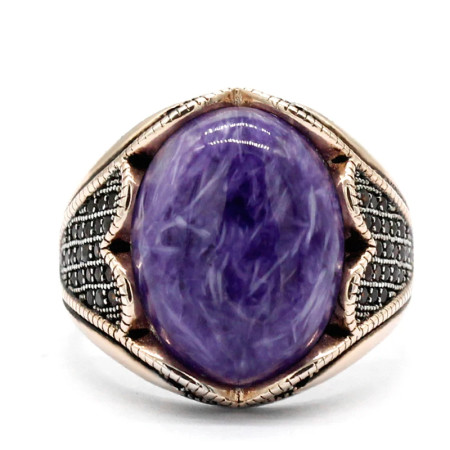 Anillo de plata 925 para hombre, oro rosa Natural, piedra de dragón púrpura, Retro, hecho a mano, joyería de roca de tendencia turca, regalo de Navidad Anillo de plata 925 para hombre, oro rosa Natural, piedra de dragón púrpura, Retro, hecho a mano, joyería de roca de tendencia turca, regalo de Navidad