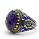 Anillo de plata pura s925 para hombre, piedra de dragón púrpura Natural, moda Retro, regalo hecho a mano, joyería para Festival, regalo de fiesta - malaquita tienda 36