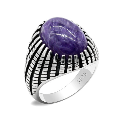 Anillo turco de tendencia Retro para hombre, Plata de Ley 925 con piedra de dragón púrpura Natural, utilizado para fiesta/boda, mano de diseño exquisito Anillo turco de tendencia Retro para hombre, Plata de Ley 925 con piedra de dragón púrpura Natural, utilizado para fiesta/boda, mano de diseño exquisito