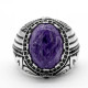 Anillo de plata 925 con piedra de dragón púrpura Natural para hombre, joyería Retro de Rock, sello turco hecho a mano, regalo de fiesta - malaquita tienda 36