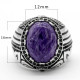 Anillo de plata 925 con piedra de dragón púrpura Natural para hombre, joyería Retro de Rock, sello turco hecho a mano, regalo de fiesta - malaquita tienda 36