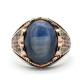 Anillo de Plata de Ley 925 para hombre, sortija, oro rosa, cianita Natural, tendencia turca, Rock, regalo de Navidad - malaquita tienda 36