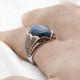 Anillo de Plata de Ley 925 para hombre, sortija, oro rosa, cianita Natural, tendencia turca, Rock, regalo de Navidad - malaquita tienda 36