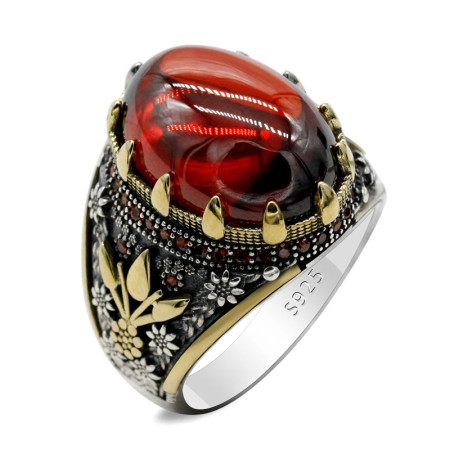Anillo de Plata de Ley 925 con Circonia cúbica para hombre, joyería turca Vintage hecha a mano, con estampado de pata Anillo de Plata de Ley 925 con Circonia cúbica para hombre, joyería turca Vintage hecha a mano, con estampado de pata