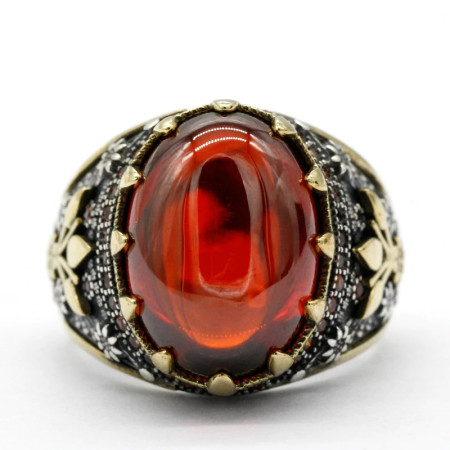 Anillo de Plata de Ley 925 con Circonia cúbica para hombre, joyería turca Vintage hecha a mano, con estampado de pata Anillo de Plata de Ley 925 con Circonia cúbica para hombre, joyería turca Vintage hecha a mano, con estampado de pata
