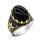Anillo de Plata de Ley 925 de ágata Natural para hombre, con estampado de pata, hermoso poder, anillo turco Retro hecho a mano para amigos - malaquita tienda 36