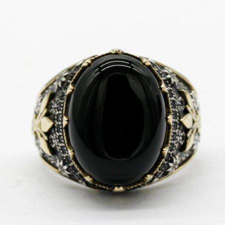 Anillo de Plata de Ley 925 de ágata Natural para hombre, con estampado de pata, hermoso poder, anillo turco Retro hecho a mano para amigos