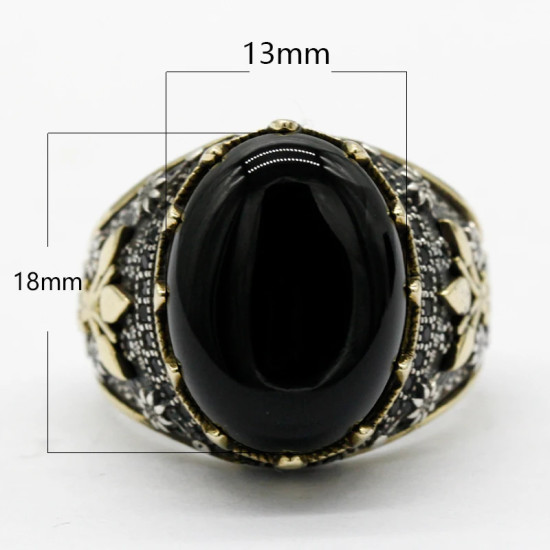 Anillo de Plata de Ley 925 de ágata Natural para hombre, con estampado de pata, hermoso poder, anillo turco Retro hecho a mano para amigos - malaquita tienda 36