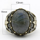 Anillo de boda turco hecho a mano con labradorita Natural para hombre, joyería de plata de ley 925 con estampado de pata, diseño de tendencia Retro - malaquita tienda 36