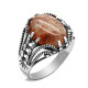 Anillo de Plata de Ley 925 auténtica para hombre, piedra de cuarzo Natural, diseño hueco de tendencia Simple y generoso, anillo de boda de girasol para hombre - malaquita tienda 36