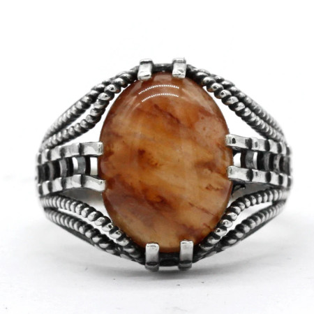 Anillo de Plata de Ley 925 auténtica para hombre, piedra de cuarzo Natural, diseño hueco de tendencia Simple y generoso, anillo de boda de girasol para hombre Anillo de Plata de Ley 925 auténtica para hombre, piedra de cuarzo Natural, diseño hueco de tendencia Simple y generoso, anillo de boda de girasol para hombre