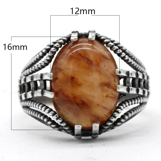 Anillo de Plata de Ley 925 auténtica para hombre, piedra de cuarzo Natural, diseño hueco de tendencia Simple y generoso, anillo de boda de girasol para hombre - malaquita tienda 36