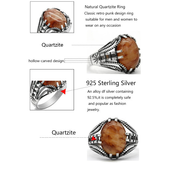 Anillo de Plata de Ley 925 auténtica para hombre, piedra de cuarzo Natural, diseño hueco de tendencia Simple y generoso, anillo de boda de girasol para hombre - malaquita tienda 36