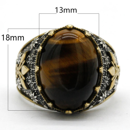 Anillo de piedra de ojo de tigre Natural para hombre, Plata de Ley 925, Vintage, elegante, joyería Premium Anillo de piedra de ojo de tigre Natural para hombre, Plata de Ley 925, Vintage, elegante, joyería Premium