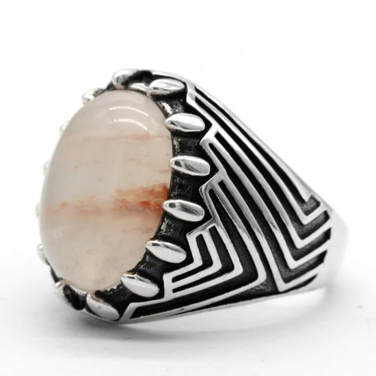 Plata esterlina 925 anillo de los hombres cuarcita Natural de tendencia Retro boda hombres turco joyería anillo adecuado para la familia y amigos - malaquita tienda 36