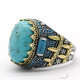 Anillo de Plata de Ley 925 turquesa Ovalada para hombre, garra de anillo con diseño de ajuste, anillo de joyería con piedra preciosa - malaquita tienda 36