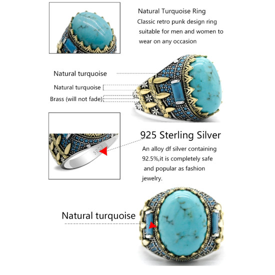 Anillo de Plata de Ley 925 turquesa Ovalada para hombre, garra de anillo con diseño de ajuste, anillo de joyería con piedra preciosa - malaquita tienda 36