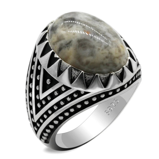 Anillo de Plata de Ley 925 con piedra de ágata Natural para hombre, sello Vintage, adecuado para fiesta, boda, turco, joyería hecha a mano - malaquita tienda 36