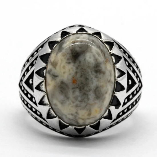 Anillo de Plata de Ley 925 con piedra de ágata Natural para hombre, sello Vintage, adecuado para fiesta, boda, turco, joyería hecha a mano - malaquita tienda 36