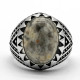 Anillo de Plata de Ley 925 con piedra de ágata Natural para hombre, sello Vintage, adecuado para fiesta, boda, turco, joyería hecha a mano - malaquita tienda 36