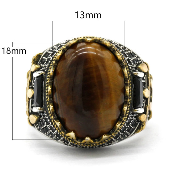 Anillo de plata s925 con ojo de tigre Natural para hombre y mujer, conjunto de joyería Vintage a la moda, novedad - malaquita tienda 36