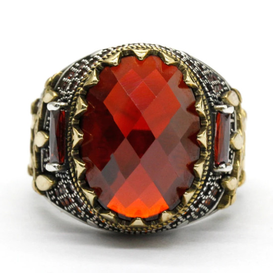 Anillo de Plata de Ley 925 con Zirconia para hombre, conjunto de joyería con diseño de garra de dedo, estilo Hip Hop, Punk, turco, Popular, regalo de joyas de fiesta - malaquita tienda 36