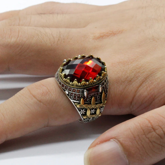 Anillo de Plata de Ley 925 con Zirconia para hombre, conjunto de joyería con diseño de garra de dedo, estilo Hip Hop, Punk, turco, Popular, regalo de joyas de fiesta - malaquita tienda 36