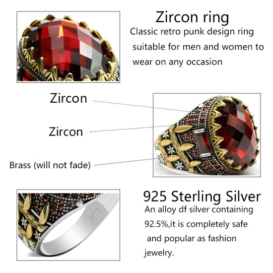 Anillo de Plata de Ley 925 con Zirconia para hombre, conjunto de joyería con diseño de garra de dedo, estilo Hip Hop, Punk, turco, Popular, regalo de joyas de fiesta - malaquita tienda 36