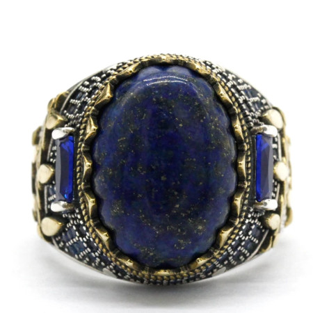 Anillo de lapislázuli Natural para hombre, joyería de plata s925 estilo retro punk, fiesta, amigo, pareja, regalo de vacaciones